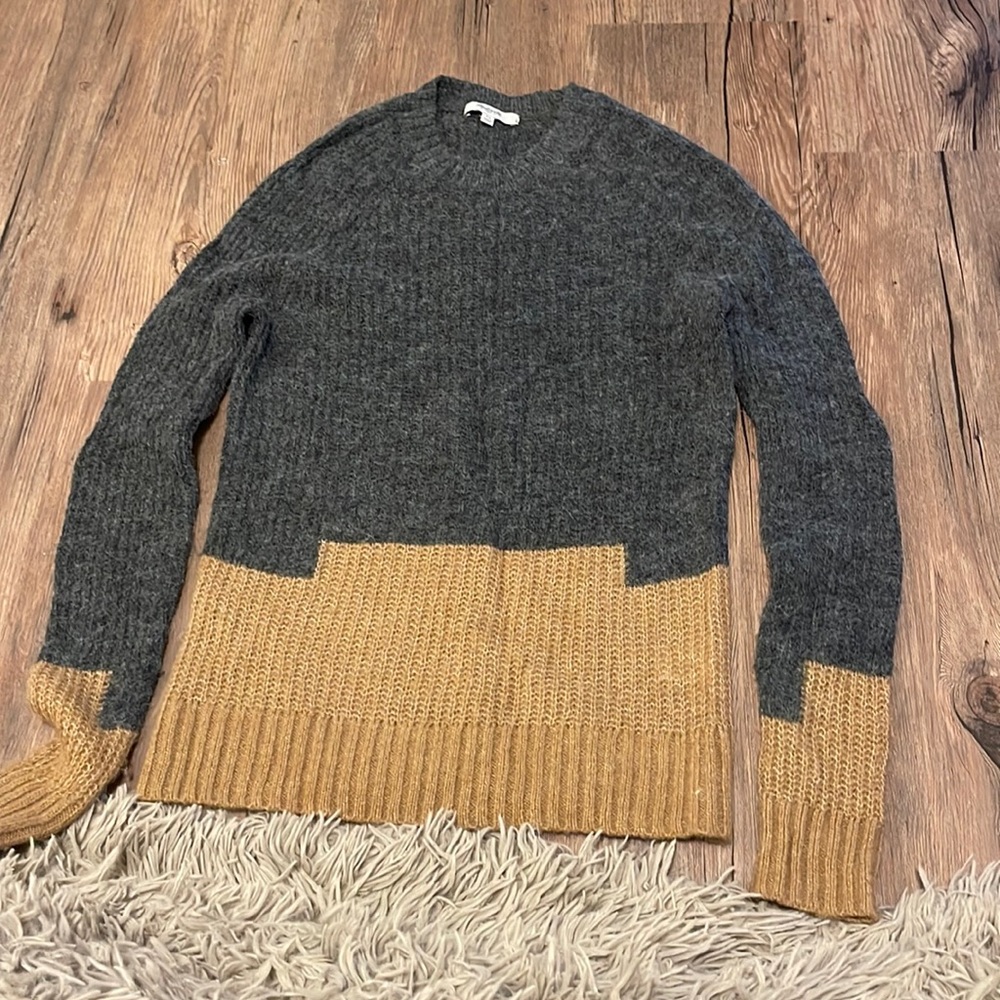 XS Madewell Sweater Gray Tan Long Sleeve